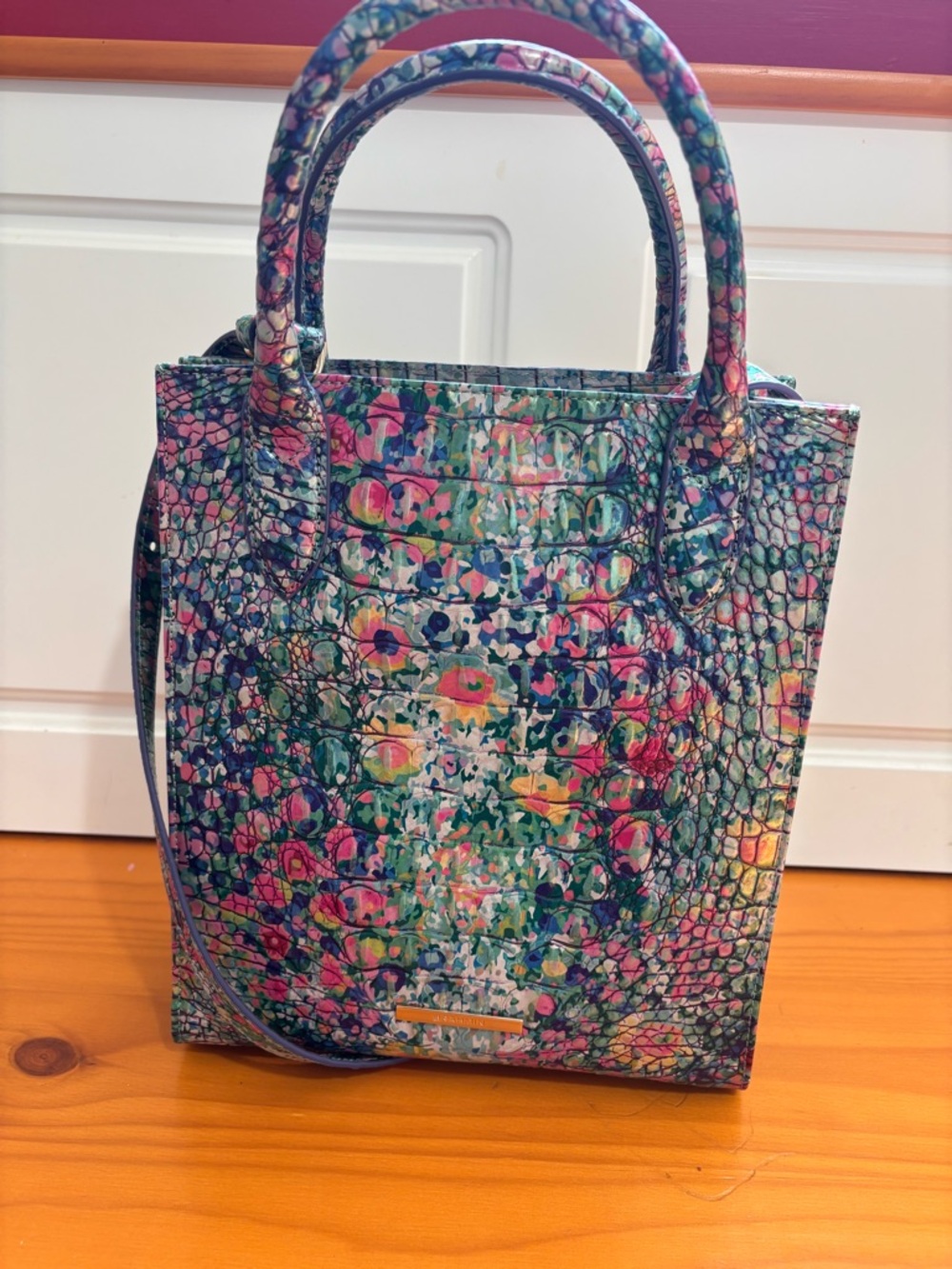 Brahmin Floral Multi-Color Croc-Embossed Tote